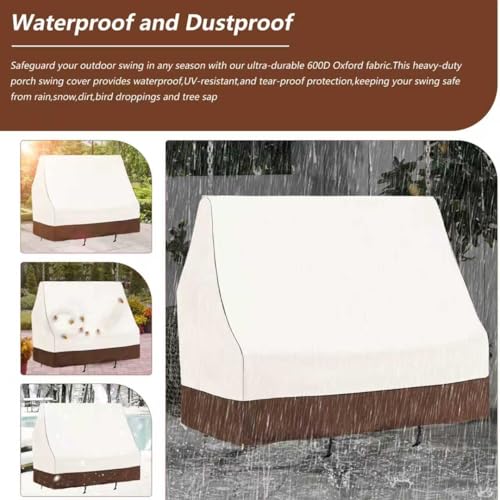 Image of Porch Swing Covers Waterproof,57Inch - Outdoor Swing Cover,Heavy Duty 600D Oxford,All-Weather Hanging Patio Swing Cover,Fits Most Outdoor Patio Swings (57 inch L x 31.5 inch W x 65.4 inch H.Beige)