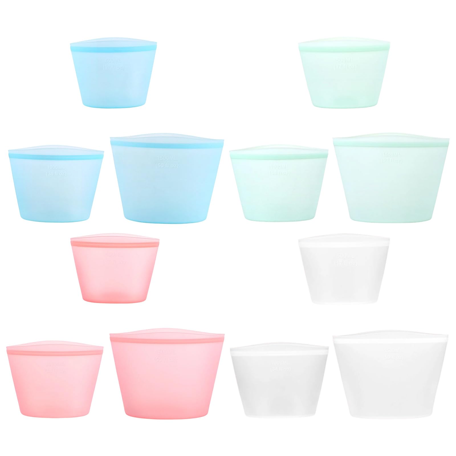 Bolsas de almacenamiento de silicona para sobras y refrigerios, 3 piezas, fáciles de limpiar y con cierre a presión, aptas para lavavajillas