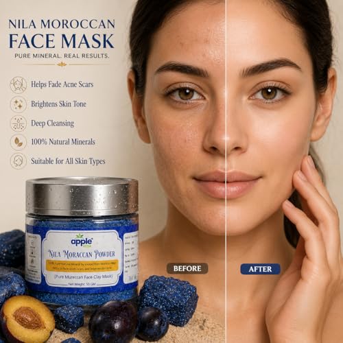 Image of Original Moroccan Blue Nila Powder 50g - Pure & Natural Face Mask for Skin Brightening, Purifying, and Whitening