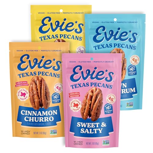Evie's Pecans - Variety Pack of Roasted Texas Pecan Snacks - 4 Flavors - Healthy, Non-GMO,...