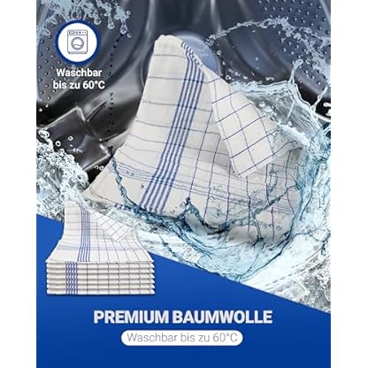 10 x Baumwoll Geschirrtuch 60g – Premium Qualität Geschirrtücher – Langlebiges Geschirrtuch 100% Baumwolle – 50x70 cm – Hochwertige Geschirrtücher blau – Wohnungs Zubehör – Bild 6