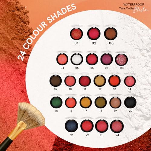 Image of FASHION COLOUR Waterproof Tera Cotta Blusher | Long Lasting, Lightweight Makeup Blusher for Face | Excellent Blending Powder | Creamy | 16g | Shade 08