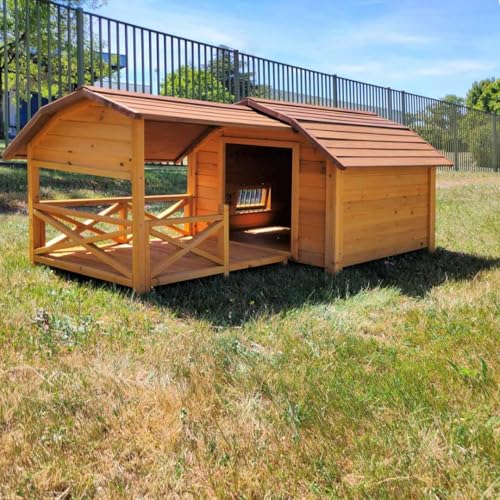 Animal Valley - Niche pour Chien Cheyenne avec terrasse - Bois - L 212 x l 99 x H 88,5 cm - Taille...