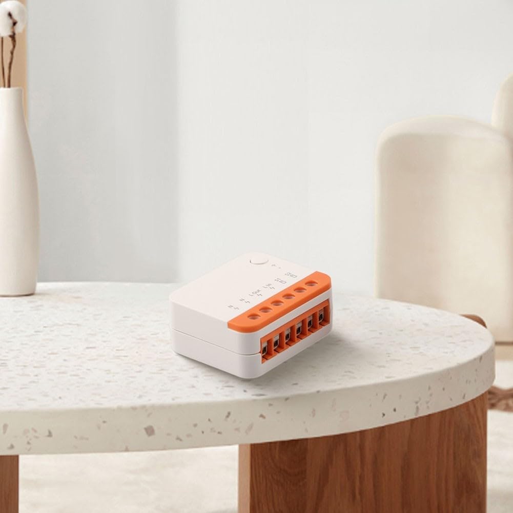 MINIR4 - Interruttore intelligente WiFi, modulo relè di controllo della luce a 2 vie, con app timer, contatto a secco momentaneo compatibile con telecomando, certificato TUV, 10 A, 2400 W