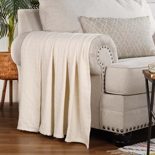 Couverture 100% coton supérieure plaid polyvalent canapé et lit - 4