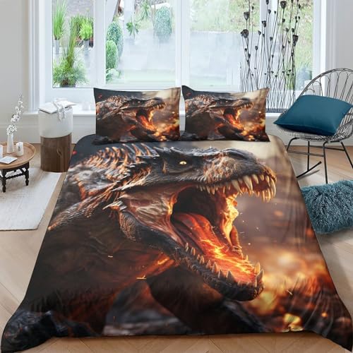 Parure de lit dinosaure 200x200 IOFEER housse de couette coton microfibre - 2