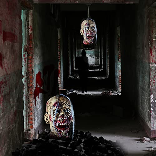 10''X12.8'' Life-Size Bloody Cut Off Corpse Head Prop Halloween Scary Hanging Severed Head Decoration Zombie Head For Outdoor Indoor Haunted Houses Party Decor #TOP5