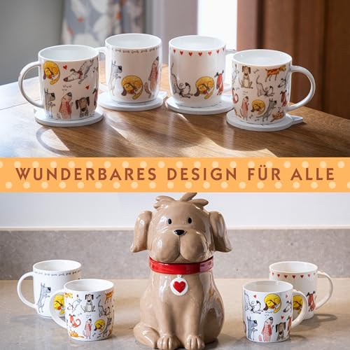 SPOTTED DOG GIFT COMPANY Tote Bag, Wiederverwendbare Einkaufstasche aus Canvas, Tragetasche Damen mit Langen Henkeln, Baumwolle, Faltbar mit Hundemotiv, Geschenke für Hundeliebhaber 38 x 42 cm