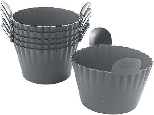 Silicone Air Fryer Egg Poacher Cupcake Baking Cups Ramekins For Ovens Basket(6pcs gray)