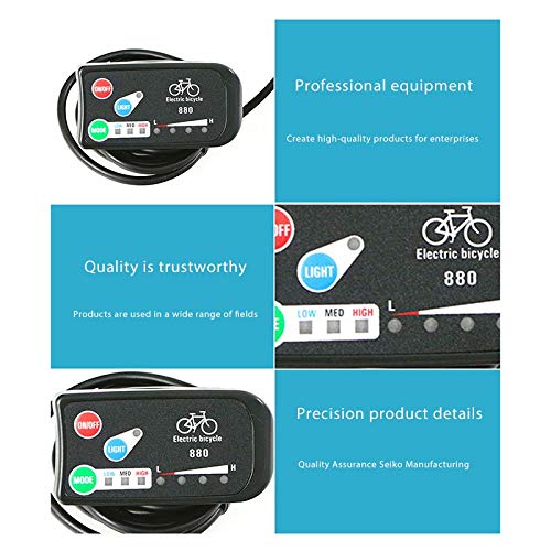 Wobekuy Display LED 24 V 36 V 48 V bicicletta elettrica KT LED 880 E-Bike Display Display Pannello di controllo parti per bicicletta elettrica per controllo