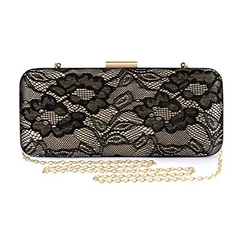 Mulian LilY M308 Women's Elegant Floral Lace Clutch Formal Evening Prom Handbag Purse Champagne Cover