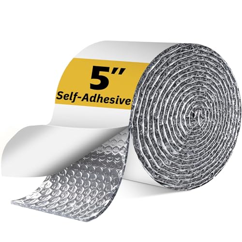 Double Bubble Reflective Foil Insulation Tape Self-Adhesive Ac Pipe Insulation Wrap for AC Hose HVAC Duct Exhaust Hose Bubble Wrap Insulation for Weatherproof Attics Windows Garages -5 inch