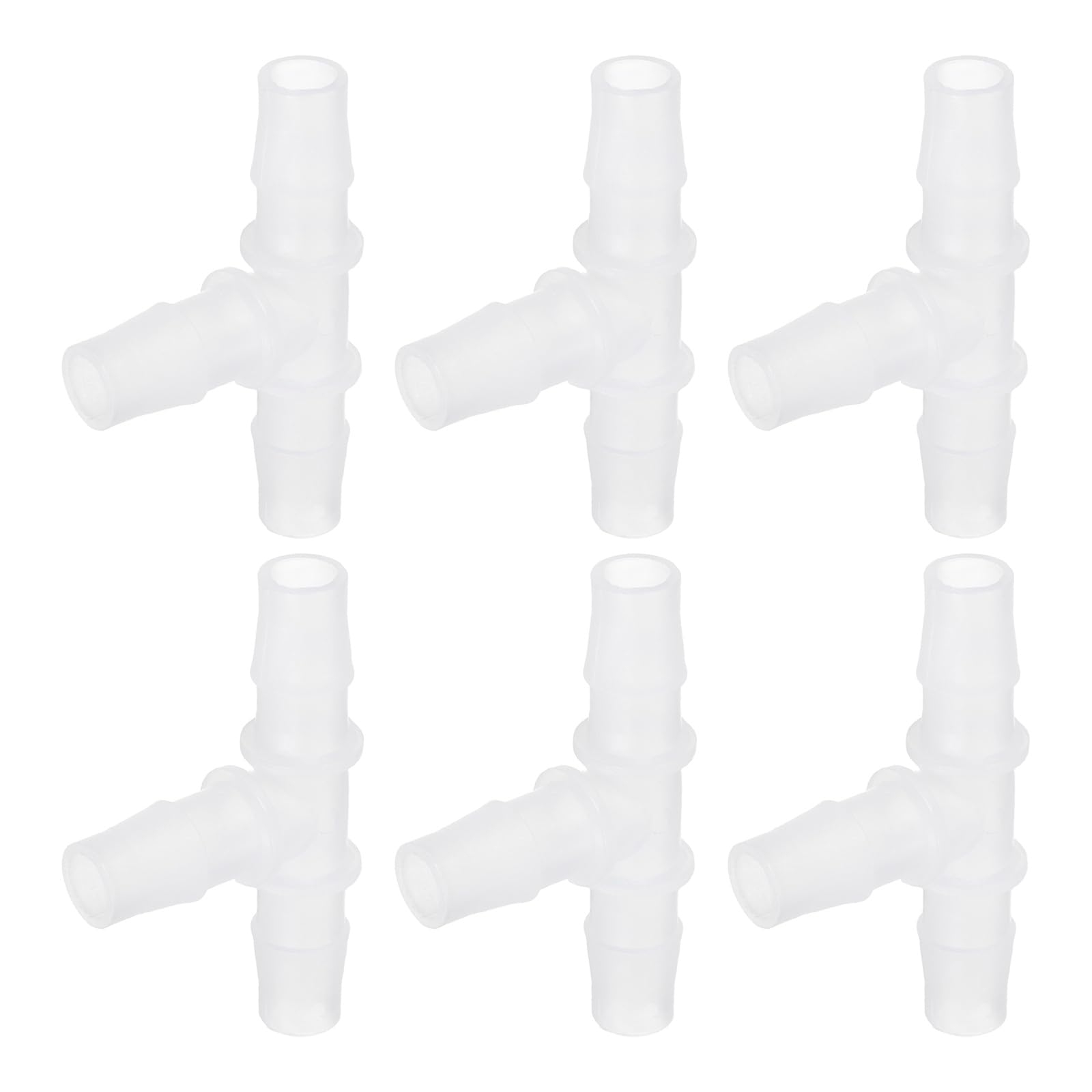 sourcing map 6pcs Plastic Hose Barb Fitting, 1/2" x 1/2" t Shape Tee Barbed Hose Pipe Fitting Splicer Mender Joint Adapter for Water Liquid Fuel Line Tube, Clear