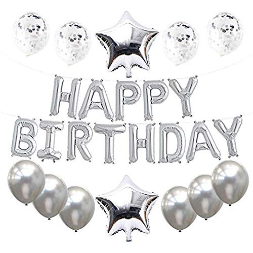 TOYXE Happy Birthday Balloons Decorations Set Silver (B00L48CI0M) Amazon Price History, Amazon Price Tracker