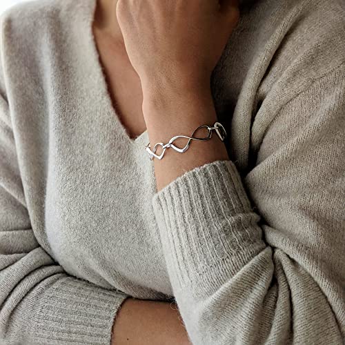 Silverly Twisted Infinity Symbol Wide Chain Bracelet for Women in 925 Sterling Silver – Figure 8 Link Bracelet With Toggle Clasp – Modern Sleek T‑Bar Bracelets – Symbolic Jewelry Gift2