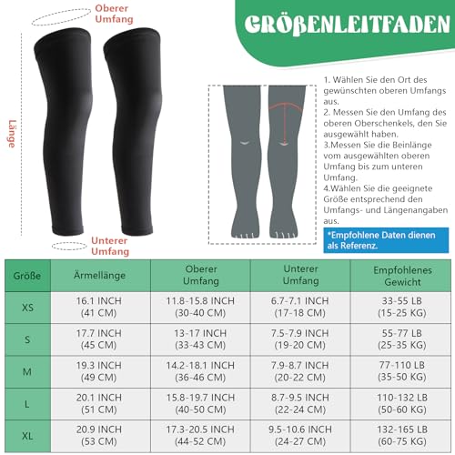 Newbyinn Kinder Beinärmel 2 Paare, Lange Kompressions-Beinärmel für Jungen Mädchen Basketball Fußball