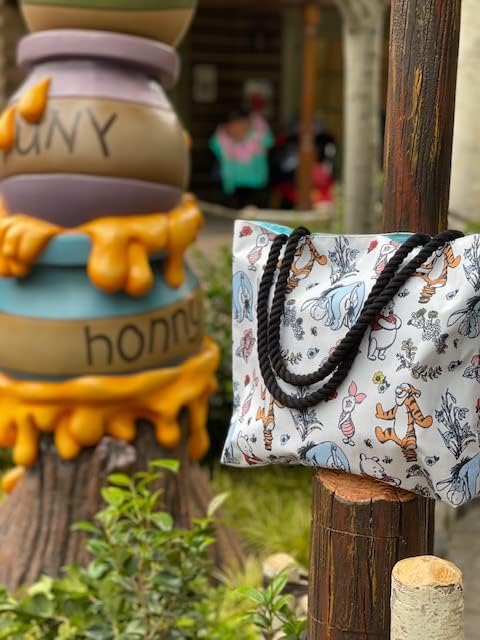 Disney Winnie the Pooh Tote Women Eeyore Piglet Tigger Floral Print Shoulder Bag - Image 3