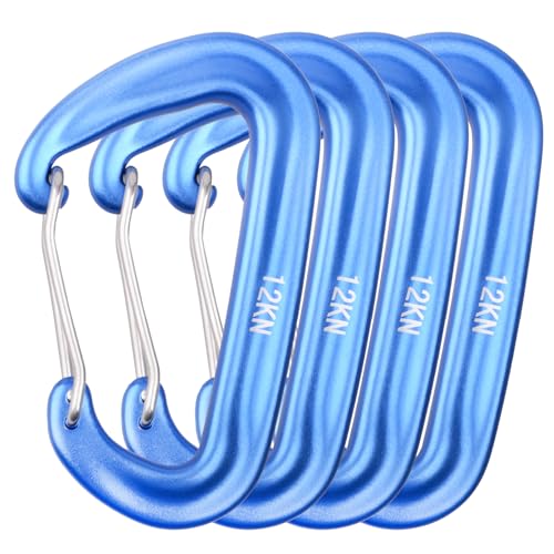 TRIWONDER 12kN Carabiner Clips Heavy Duty Aluminum Small Carabiners for Hammock Keys Dog Leash Camping Hiking Backpack EDC Outdoor Gear (4 Royal Blue)