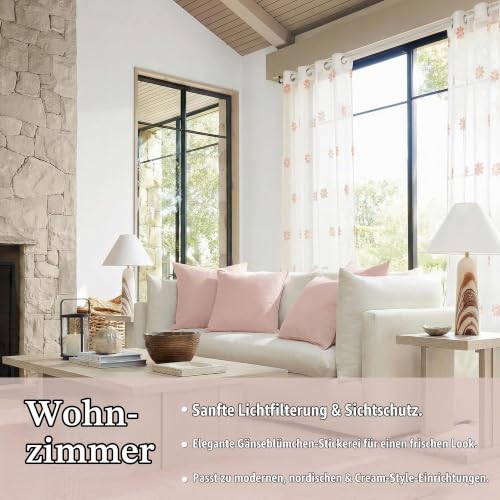 MYSKY HOME Vorhänge mit Ösen Gardinen Wohnzimmer Schlafzimmer Vorhang Kurz 2er Set Gardine Halbtransparent Curtains for kinderzimmer… – Ansicht 4