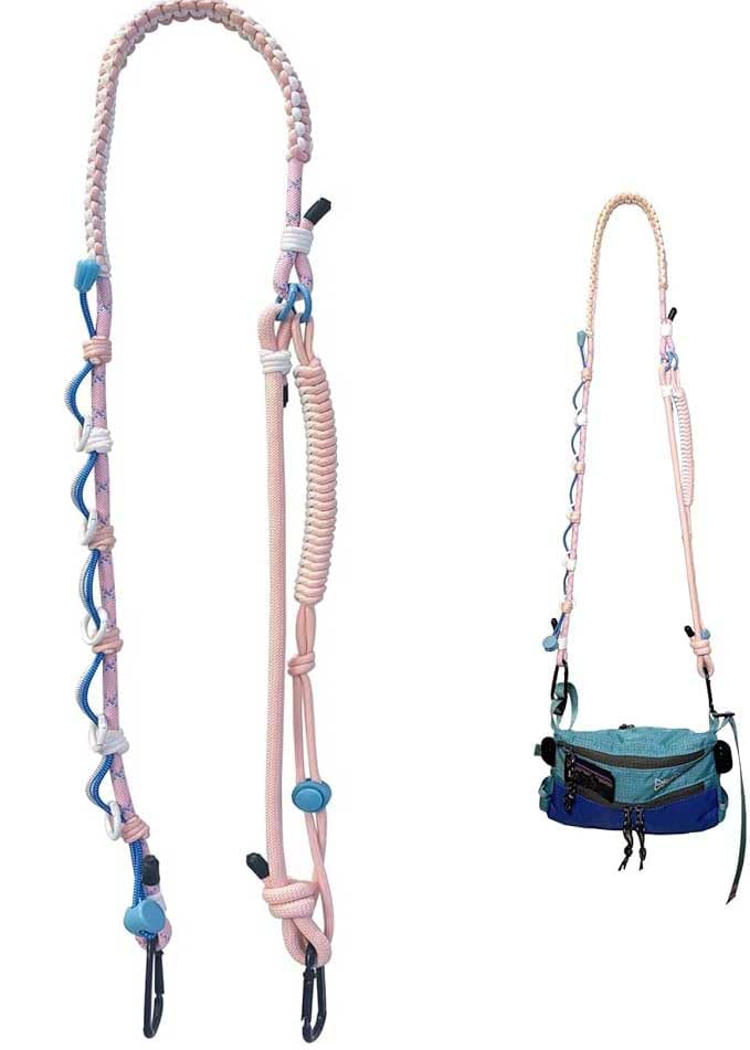 Image of Purse Strap Crossbody Shoulder Strap, Paracord Handbag Strap Replacement Adjustable for Carry On Bag Heavy Duty Colorful Versatile with Water Bottle Holder for Outdoor