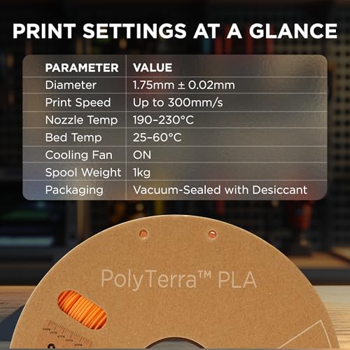 Image of Polymaker PolyTerra PLA Bioplastic 3D Printing Filament, Matte 1.75mm Sunrise Orange 1000g (2.2lb), Fit Most FDM Printers