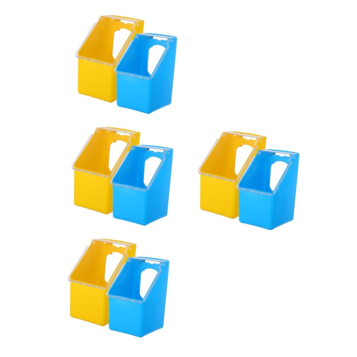 VANZACK 8 Piezas Comedero Colgante para Caja Alimentadora Multifuncional con Tapa Plástico Resistente Fácil de Colgar para Jaulas de Aves Domésticas Azul y
