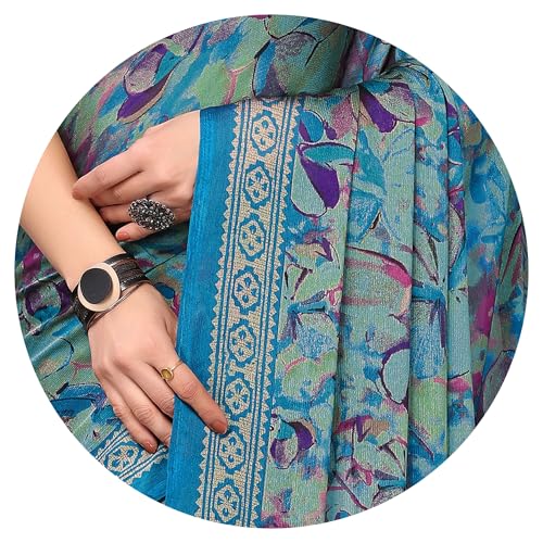 Image of MIRCHI FASHION Women Saree Ethnic Motif Print Chiffon | Breathable Lightweight Plain Weave Sari for Office and Daily Use (Available in 20 Designs)