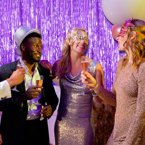 Image of 10 Pack Purple Backdrop Tinsel Streamers Foil Fringe Backdrop Halloween Party Decorations Purple Backdrop Curtain Birthday Graduation Bachelorette Christmas New Year Party Decorations
