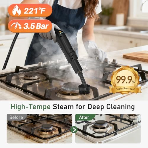 Image of 14 IN 1 Steam Mop Cleaner, 1.6L Detachable Handheld Steam Cleaner with 37 Accessories, 2500W Multipurpose Steamer Cleaning for Home,Floors,Tile,Grout,Upholstery,Carpet,Car,15S Fast Heat-Up