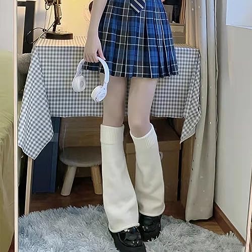 2Pairs Black White Leg Warmers for Women Winter Knit Leg Warmers Warm Leg Sleeves for Women4