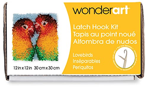 Image of Wonderart Lovebirds Latch Hook Kit, 12 inch X 12 inch (426209)