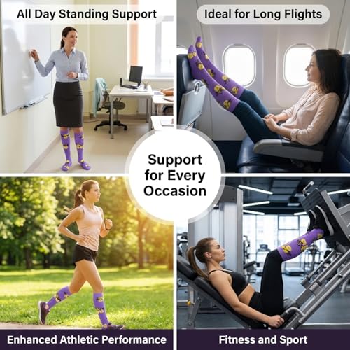 Image of LEOSTEP Compression Socks for Women and Men Circulation, Knee High Stockings Support for Nurses, Cycling, Hiking, Running