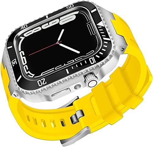 Boîtier acier modifié iWatch 44 mm avec bracelet silicone