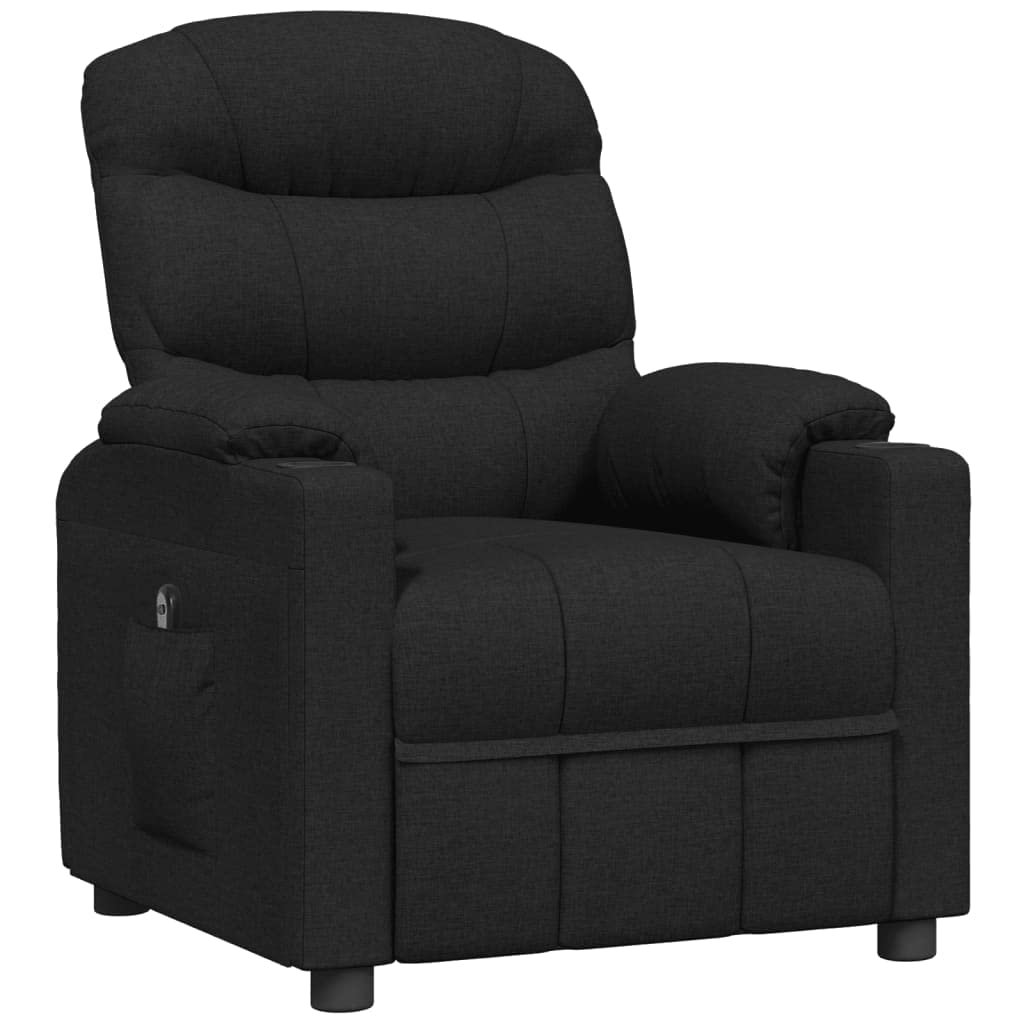 Sillón de relax eléctrico de tela negra con mando a distancia, 3 posiciones, cómodo sillón de TV con asiento acolchado y funda transpirable, sólido