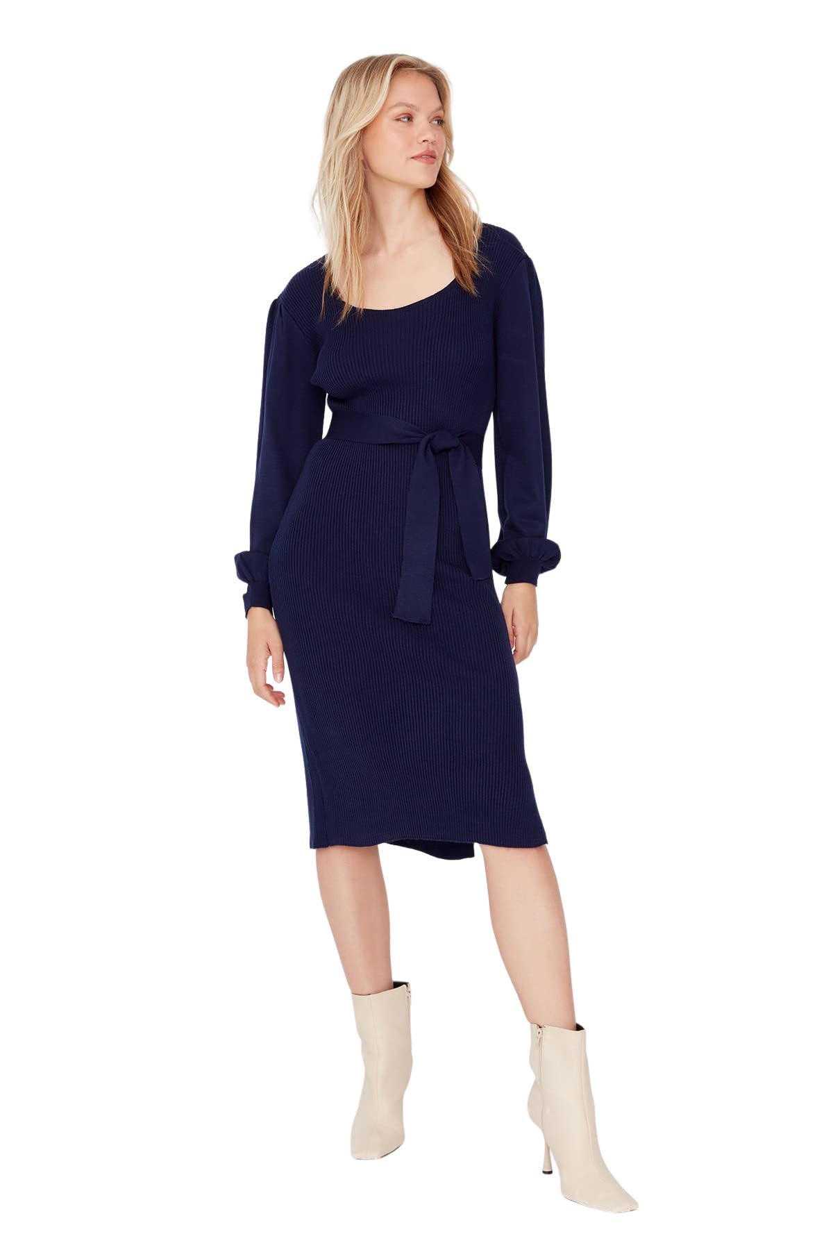 Trendyol Women Midi Bodycon Slim Knitwear Dress Navy Blue