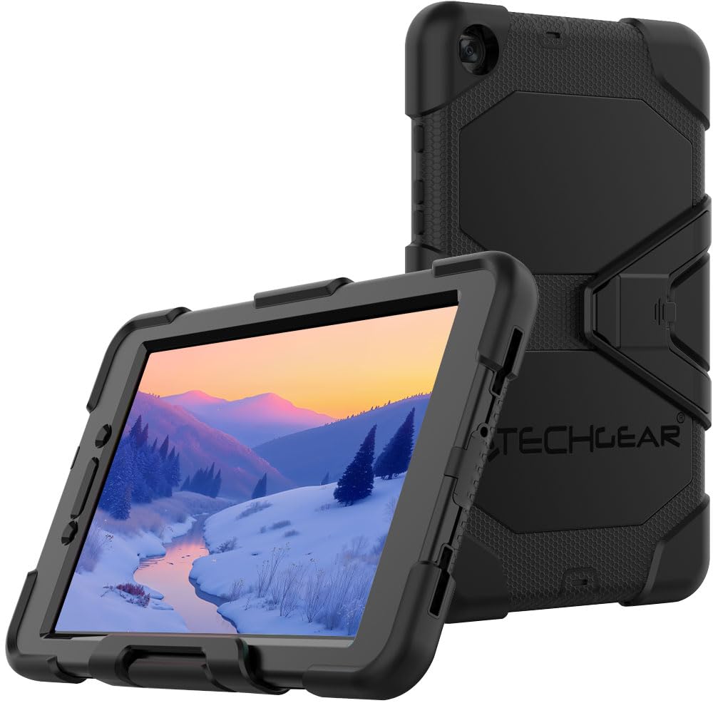 G-SHOCK Case Fits New Samsung Galaxy Tab A 8.0" 2019 (SM-T290 / SM-T295) Tough Rugged HEAVY DUTY Armour Shockproof Survival Case with Stand - Kids Schools Builders Workman - BLACK