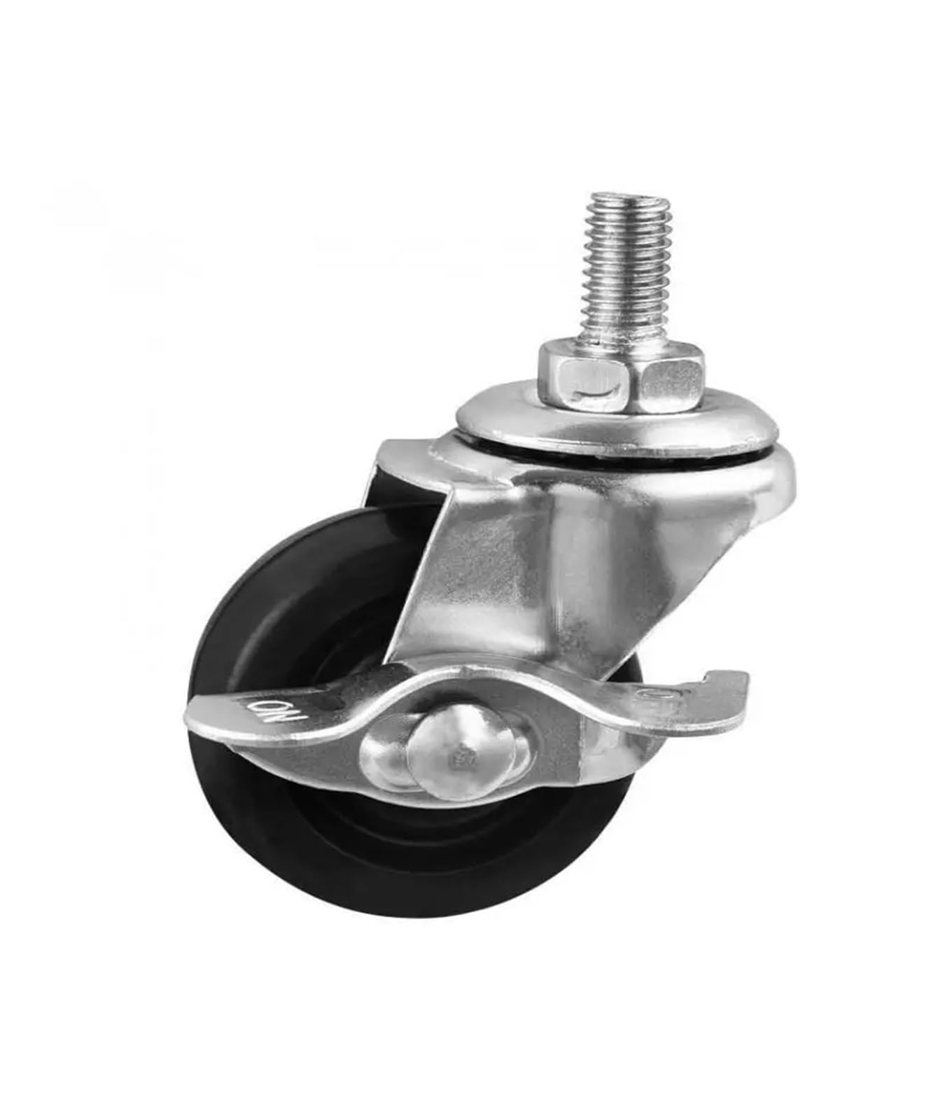 Mxxdmopd 2.5 4 Pieces/Lot Casters 1.5 Inches Screw Brake Rubber Wheel M8 Cm Black Solid Silent