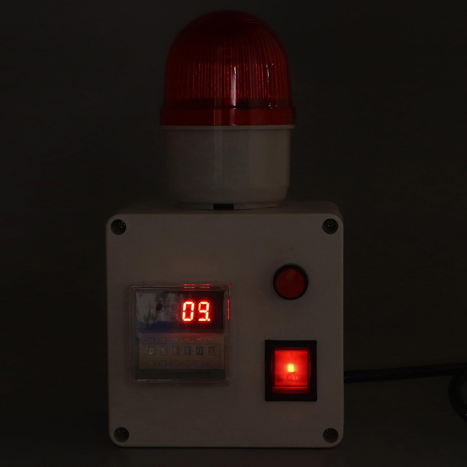 Fafeicy Sirena con Timer Ciclo di Allarme Sonoro Industriale 90-110 Decibel Regolabile con Display a 6 Cifre per la Produzione, Trasformazione Alimentare, Prodotti Chimici, Medici