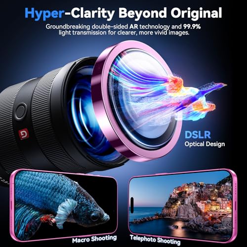 Image of Supershieldz CAM-Guard 3D Camera Lens Protector Ring for iPhone 16 Plus | 16, Keep Original Design and Color, 9H Hardness, Easy Installation - Pink Titanium
