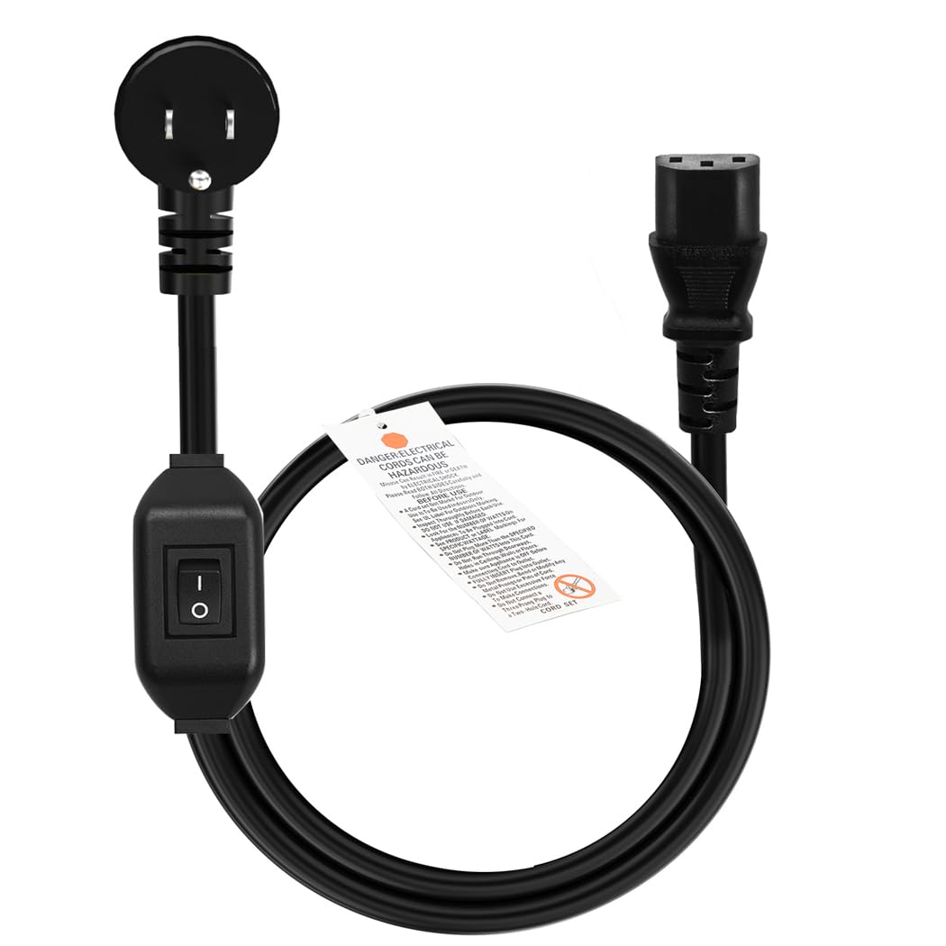 Nema 5-15P to C13 Power Cord with Inline Switch - 2 Feet Black