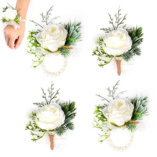 Dtoterul Rose Knopfloch, 4 Stück, künstliche Hochzeit, für Männer –...