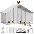 CAMMOO Metal Chicken Coop with Run, 9.8x6.6x6.6ft Walk-in Chicken Run for Yard with Cover, Upgrade Double Lock & Rust-Proof Mesh, Stainless Steel Ties, Easy Assembly, Chicken Pen for Ducks, Rabbits