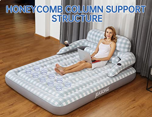 Jeasong Air Mattress With Headboard , Fast Inflation/Deflation Inflatable Airbed , 9 Inches High Blow Up Bed With Comfortable Flocked Top For Home Guest Travel Camping #TOP4