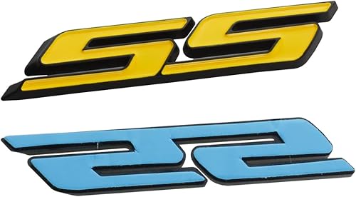Miniatura 4 de 2 emblemas rojos SS de repuesto para cajuela cromada Camaro SS Silverado Series (amarillo)