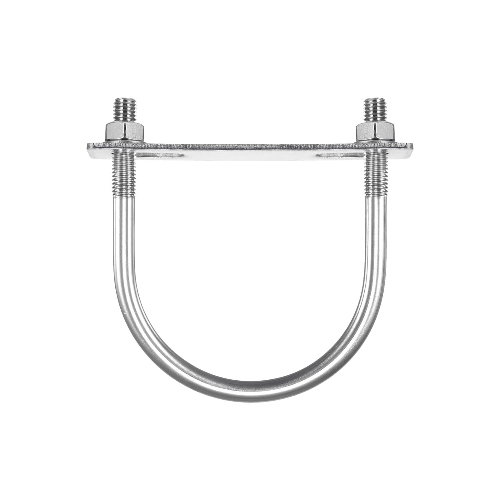 Unifizz Round U-Bolt,2 Set 304 Stainless Steel M10 U Bolts 89mm(3.5") Inner Width 123mm Length with Nuts and Frame Plate for Automobiles Boat Trailer