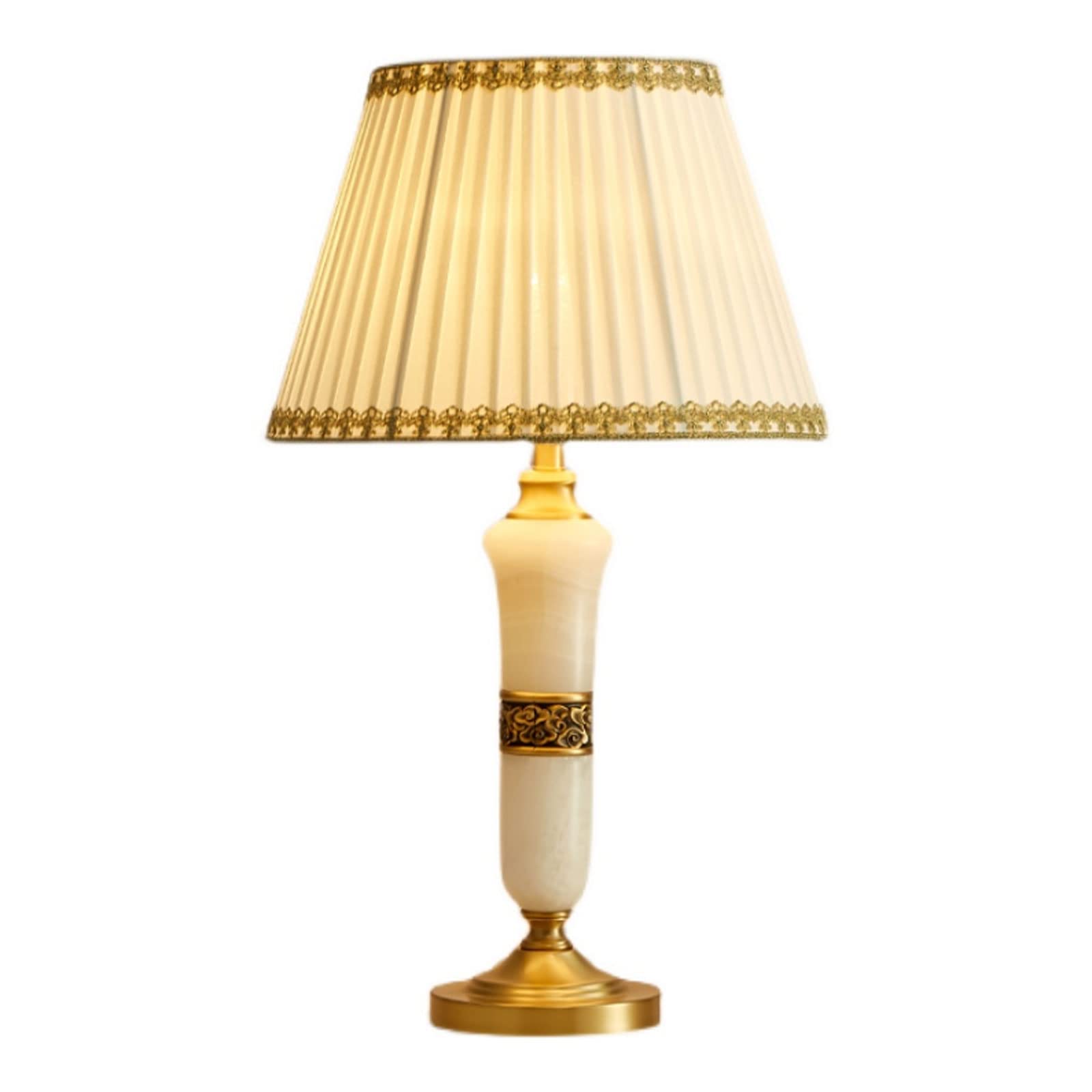 NOLLAM Lámparas de Mesa Chinese Brass Table Lamp Traditional Desk Nightstand Lamp Jade Bedside Lamp for Bedroom Living Room Office College Bookcase Desk Lamp Home Decor