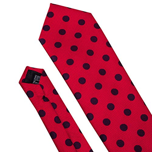 Image of Barry.Wang Ties for Men Silk Tie Sets Polka Dot Woven Necktie Pocket Square Cufflinks Business Wedding