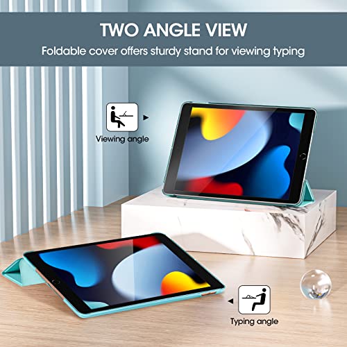 Image of ProCase for iPad 9th / 8th / 7th Generation Case 10.2 Inch (2021 /2020 /2019 Release), 10.2 iPad Case 9th / 8th / 7th Gen Cover, Slim Smart Cover with Translucent Hard Shell Back -Aqua | Protective Smart Case Cover Compatible with 10.2 Inch iPad 9 /8 /7