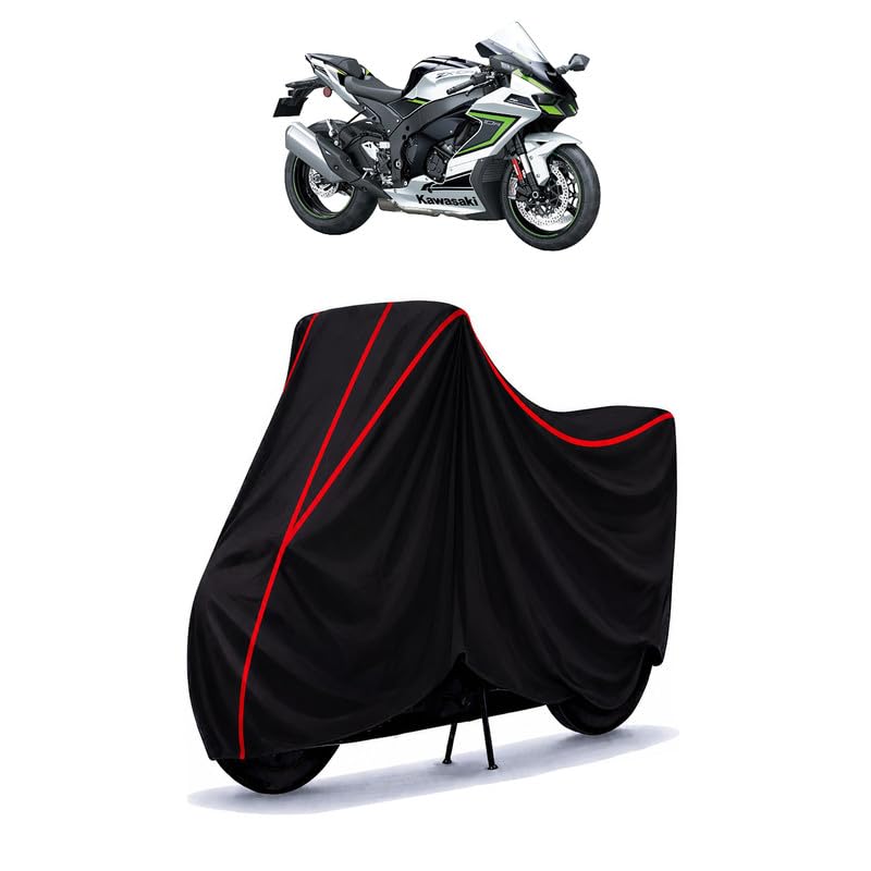 Image of Ninja ZX 10R Water Resistant Bike Cover for All Motorcycles & Rain | Heavy Duty Taffeta Fabric | UV Protection, Dustproof, Scratchproof | All Weather Two Wheeler Body Cover with Elastic Bottom