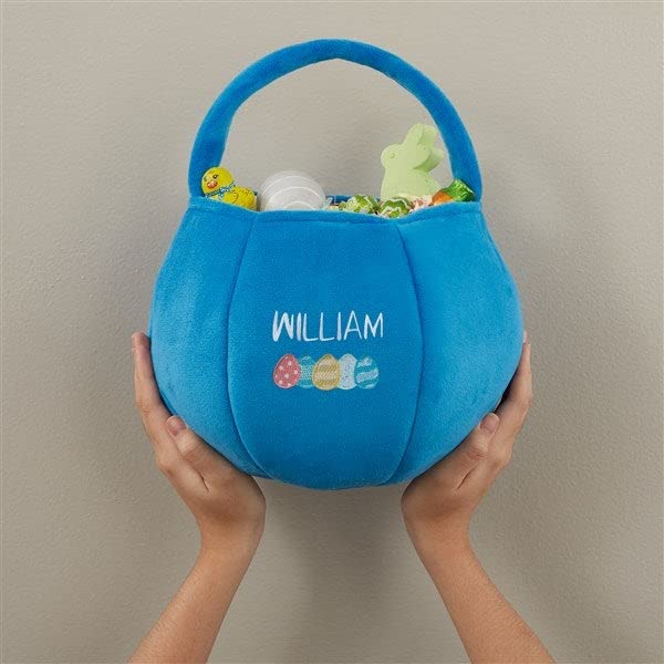 Miniatura 4 de Personalization Universe Egg Name Bordado Felpa Pascua Treat Bag - Azul